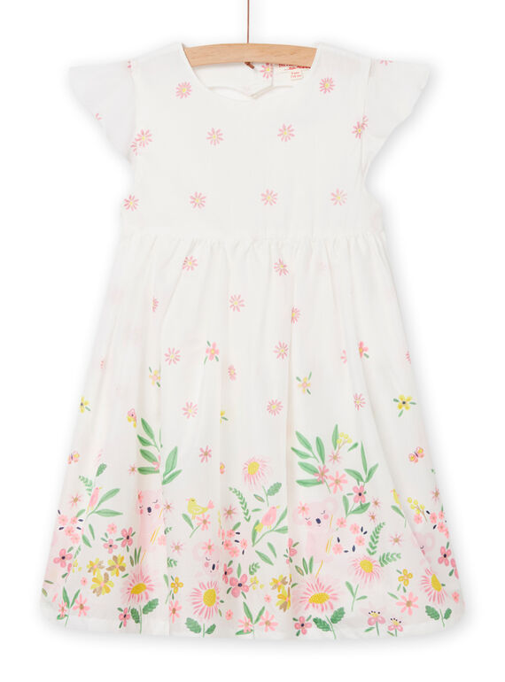 Vestido cru com estampado florido menina NASOROB4 / 22S901Q1ROB001