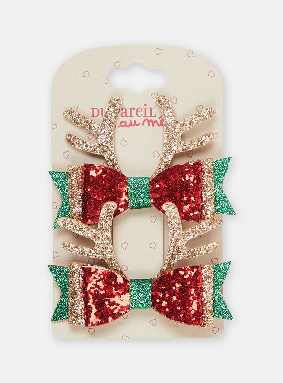 Pack de 2 molas crocodilos vermelho e verde de Natal para menina SYAJOCLIC7 / 23WI01S1BRTF529