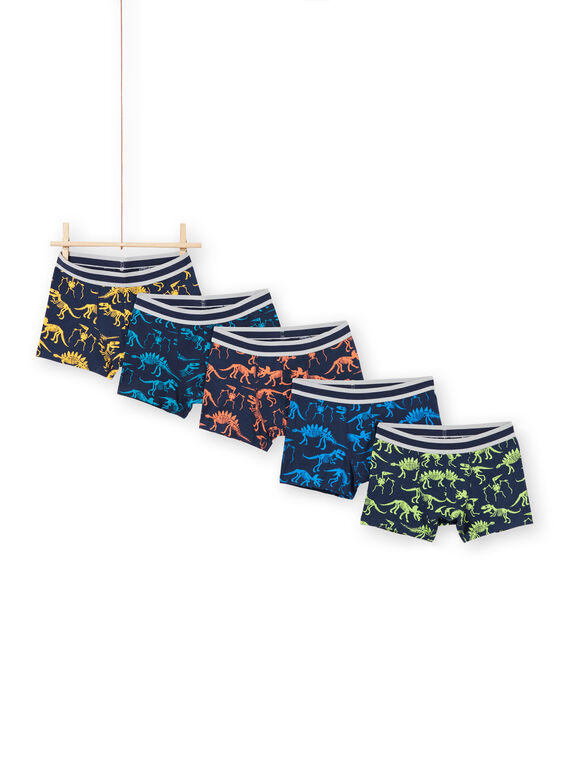 Lote de 5 boxers com estampado esqueletos de dinossauros menino MEGOBOXSEM1 / 21WH12B5BOX705
