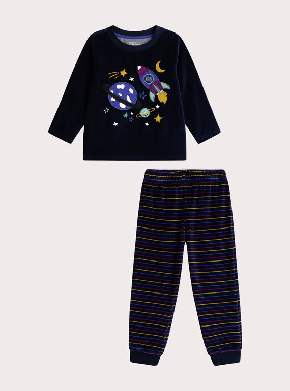 Pijama de veludo com animação espacial que brilha no escuro para rapaz  VEGOPYJSPA / 24WH1297PYJ705