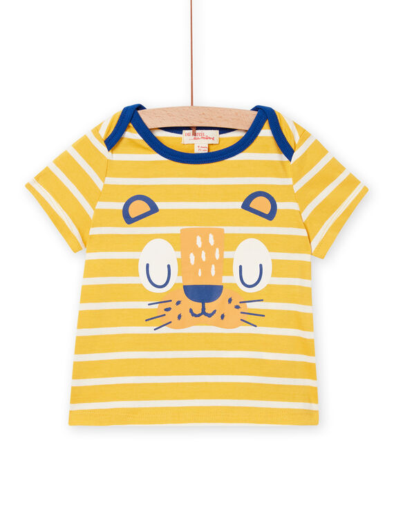 T-shirt de mangas curtas amarelo e branco bebé menino NUJOTI2 / 22SG10C2TMC106