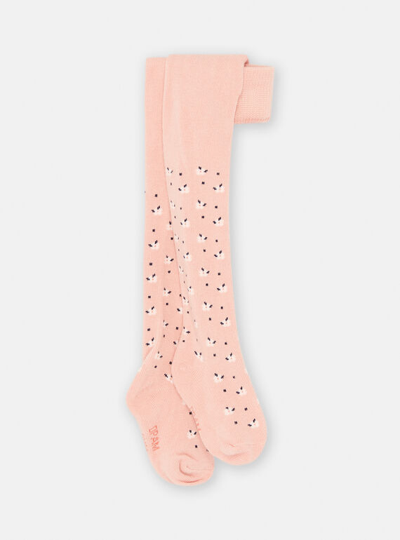 Collants rosa-chá com estampado florido para bebé menina SYIJOCOL4 / 23WI09N6COLD329