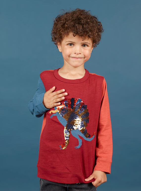 T-shirt vermelho e azul-marinho menino MOPATEE3 / 21W902H1TML719