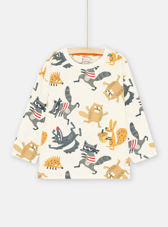 T-shirt branco-creme e castanho com estampado de animal SOLOTEE2 / 23W902R2TMLA002