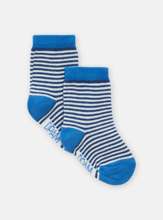 Meias azul-tinta e branco com estampado às riscas para bebé menino TYUJOCHO3 / 24SI1088SOQC214