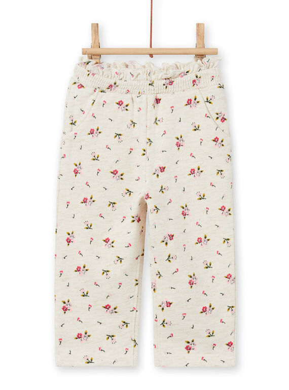 Calças de fato de treino bege com estampado florido bebé menina MIKABAJOG / 21WG09I1JGBA011