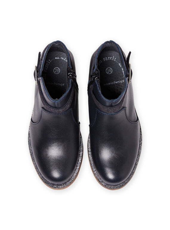 Botins azul-marinho em couro menina MABOOTREP / 21XK3552D0D070