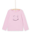 T-shirt de mangas compridas rosa com estampado de raposa PAJOYTEE4 / 22W901B5TMLH700