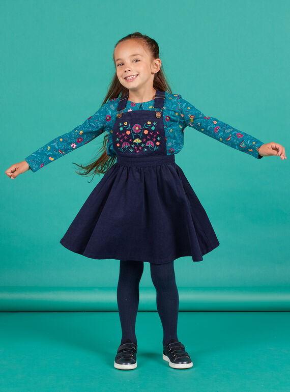 Vestido jardineiras azul-marinho menina MATUROB4 / 21W901K3ROB070