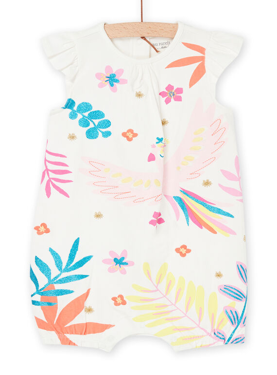 Babygro curto cru com estampado florido e de animais REFIGREPER / 23SH13H6GRE001