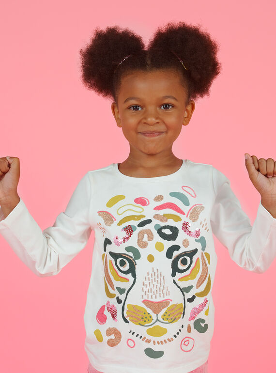 T-shirt cru e amarelo menina MAKATEE3 / 21W901I2TML001