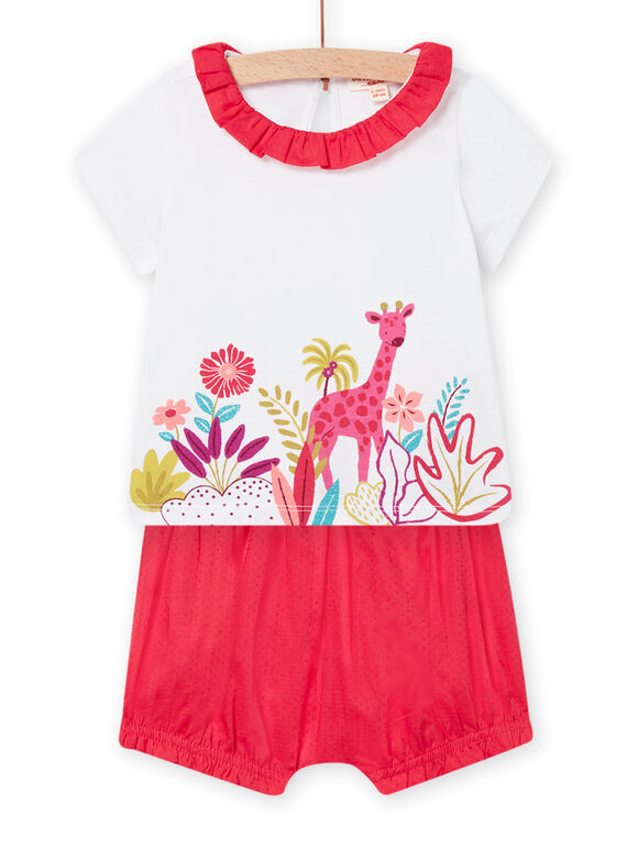 Conjunto t-shirt e bloomer cru e vermelho bebé menina NIFLAENS / 22SG09R1ENS001