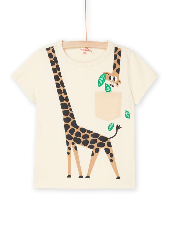 T-shirt creme com padrão de girafa ROJUNTI5 / 23S902U5TMCA002