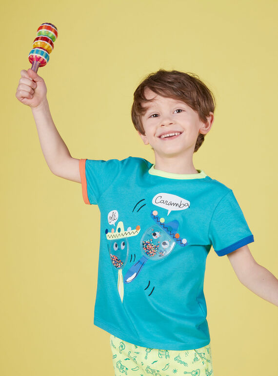 T-shirt menino mangas curtas turquesa  JOMARTI1 / 20S902P3TMCC242