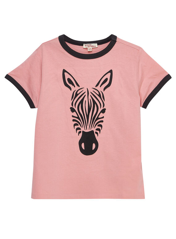 T-shirt menino mangas curtas rosa com zebra em relevo JODUTI5 / 20S902O5TMC318