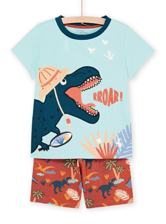 Pijama azul-claro e vermelho-tijolo com padrão e estampado de dinossauros REGOPYCAVEN / 23SH12H6PYJ213