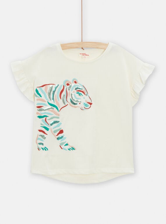 T-shirt cru com animação tigre menina TACOTI4 / 24S901N2TMC001