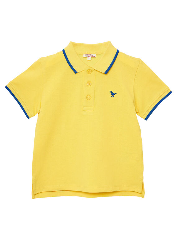 Polo menino amarelo às riscas na gola JOJOPOL5 / 20S90255D2DB116