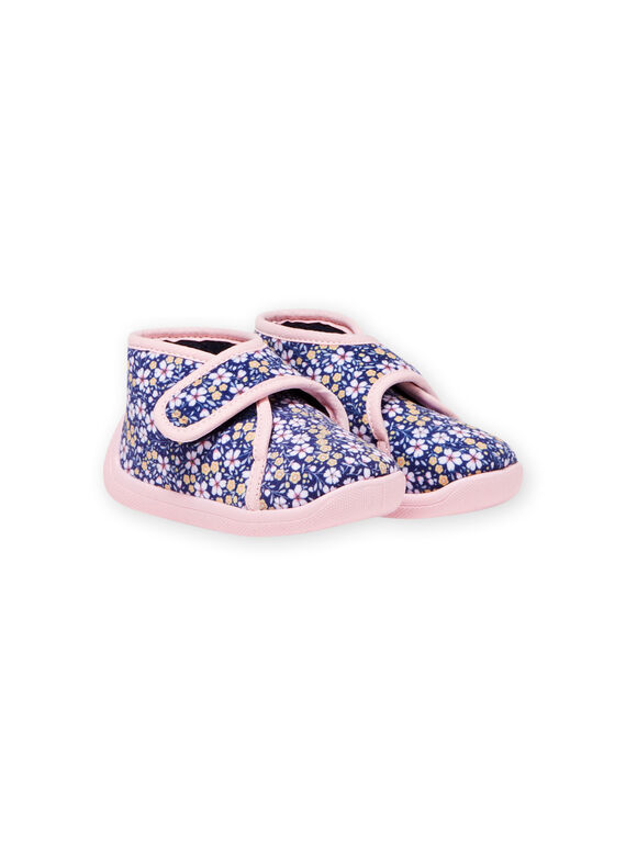 Pantufas azul-marinho estampado florido bebé menina MIPANTFLOWER / 21XK3721D0A070