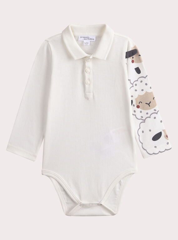 Body cru com gola polo para bebé menino VOU1BOD5 / 24WF04C1BOD001