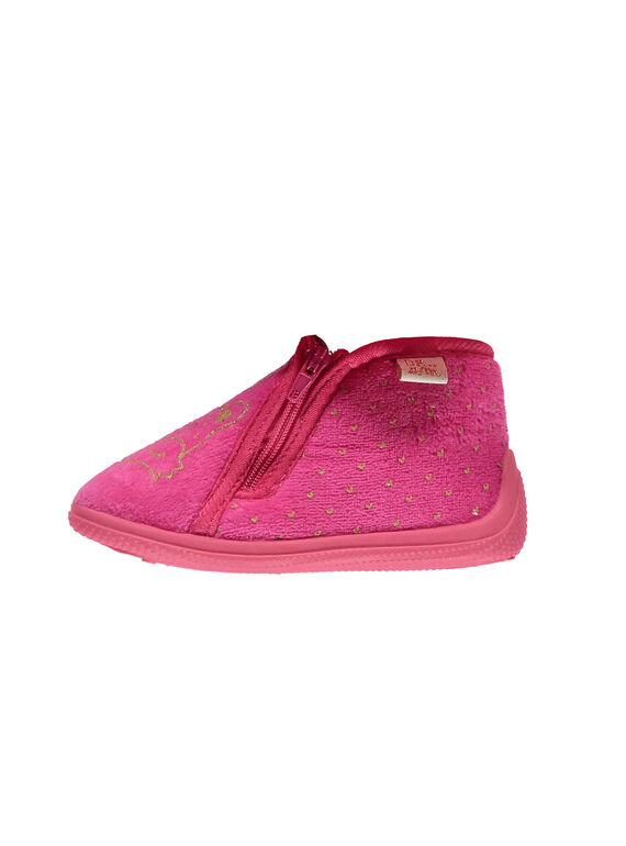 Chinelos veludo fúcsia glíter bebé menina GBFBOTFOX / 19WK37Z2D0A304
