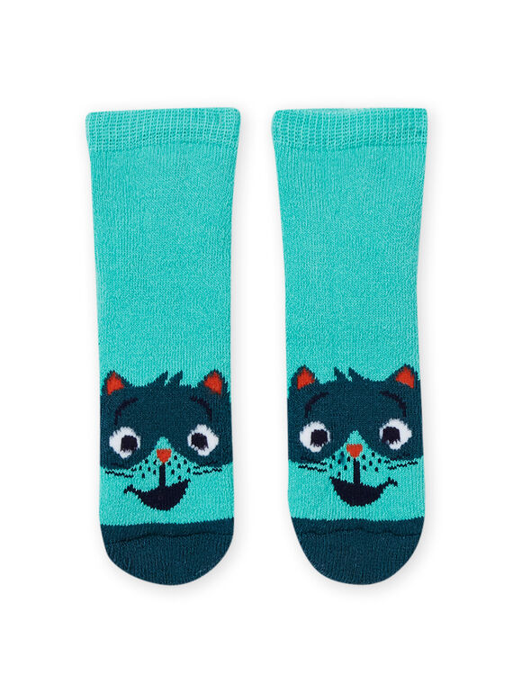 Meias azul-turquesa com padrão guaxinim bebé menino MYUJOCHOB4 / 21WI1013SOQ209