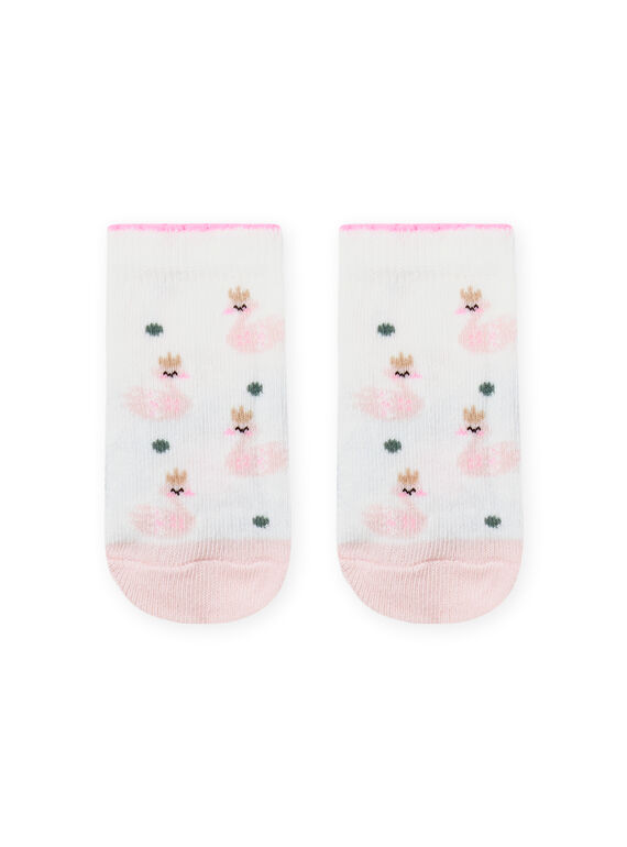 Meias cru e rosa com estampado cisne bebé menina MYIKASOQ / 21WI09I1SOQ001