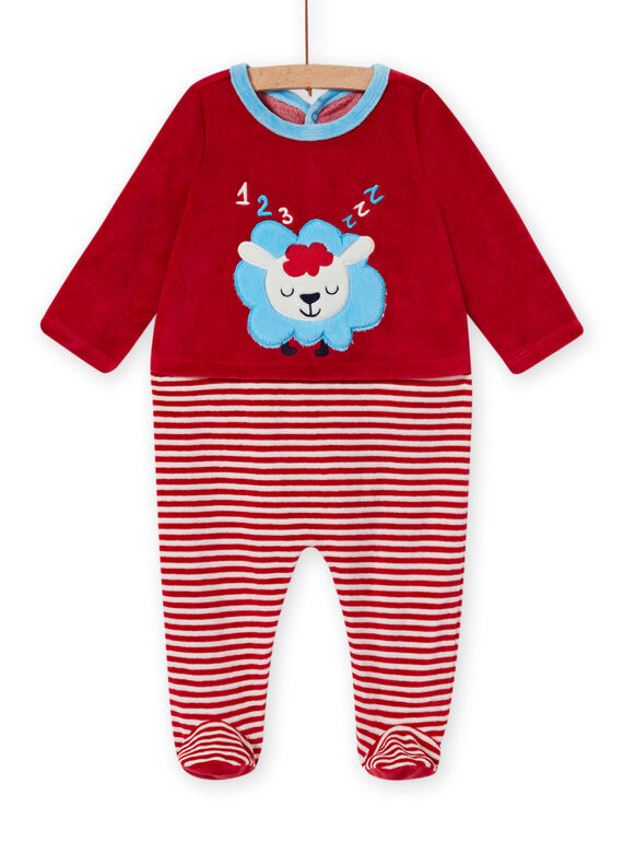 Babygro vermelho em veludo com padrão ovelha bebé menino MEGAGREMOU / 21WH1493GREF526