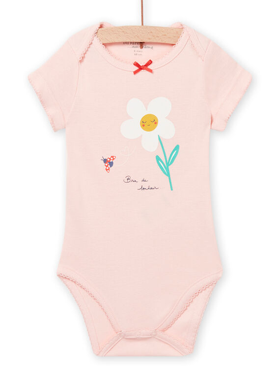 Body rosa com padrão margarida bebé menina NEFIBODPAQ / 22SH13I2BDLD310