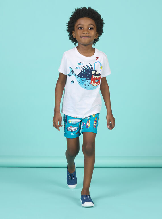 T-shirt branca com padrão de peixe menino NOFICTI6 / 22S902U6TMC000