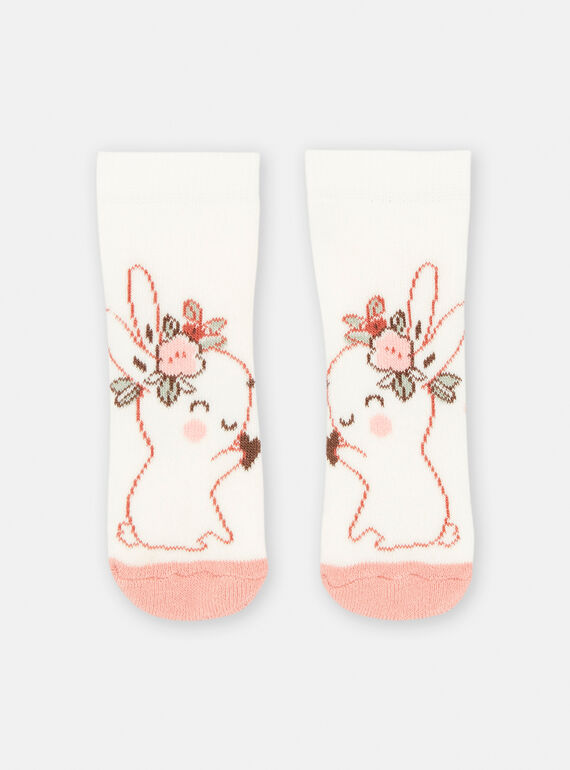 Meias branco e rosa para bebé menina SOU2CHO1 / 23WF4021SOQA001