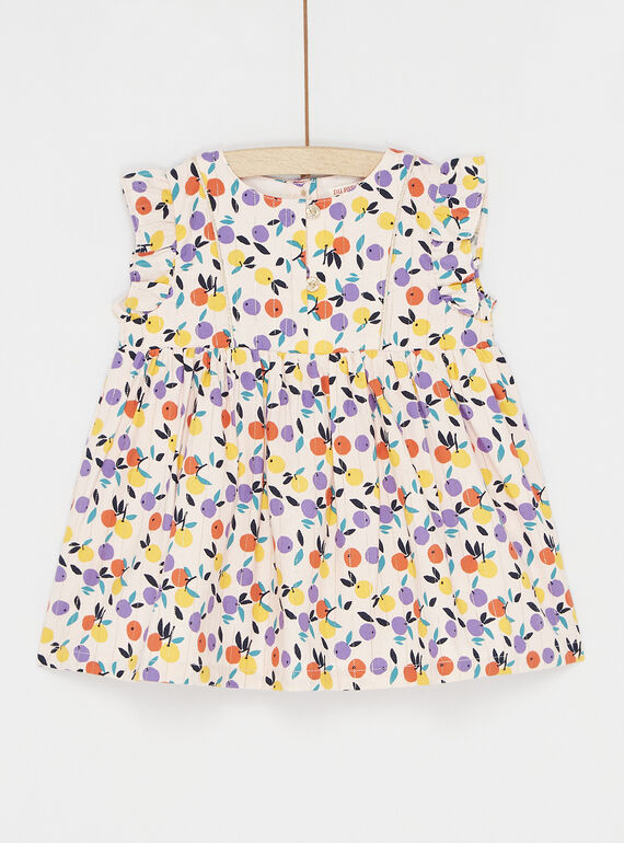Vestido rosa-pálido com estampado de fruta 