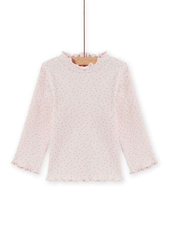 Camisola interior rosa pálido canelada bebé menina MIJOSOUPRIB3 / 21WG09N2SPL632