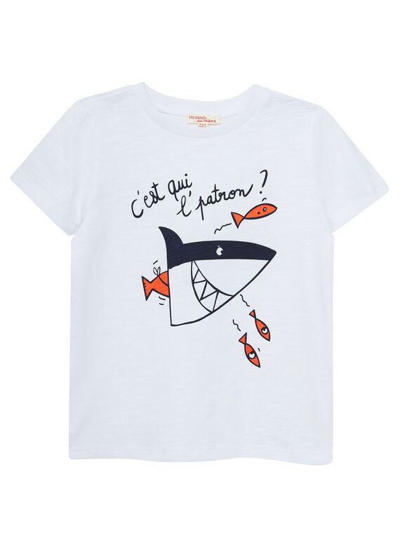 T-shirt menino mangas curtas branco estampado tubarão JOBOTI7 / 20S902H7TMC000