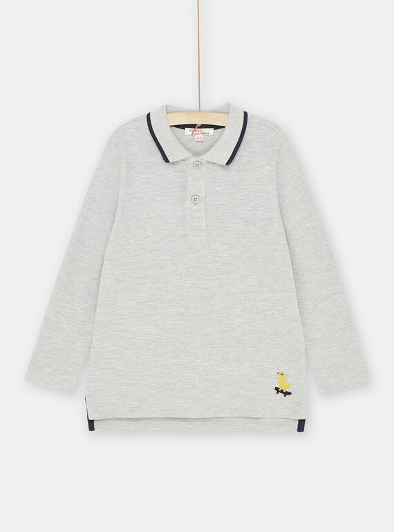 Polo cinzento mesclado com bordado de dinossauro menino SOJOPOL3 / 23W902B3POLJ922