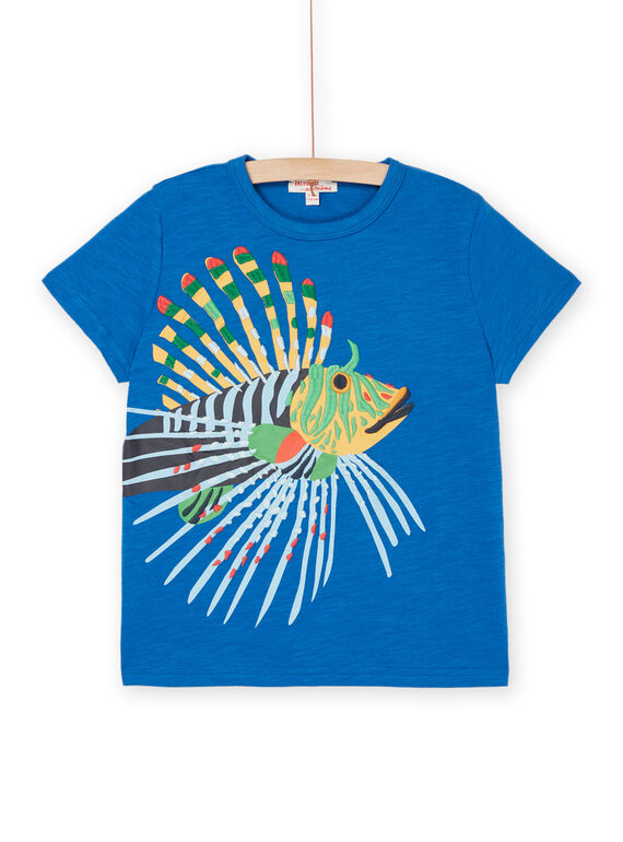 T-shirt azul com animação peixe ROPOPTI2 / 23S902X1TMC208