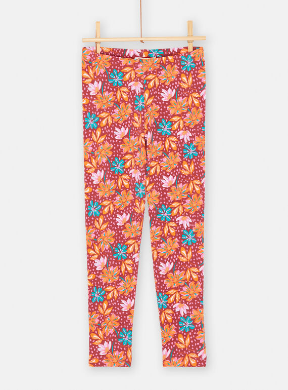 Leggings castanho com estampado florido para menina SYAVERLEG / 23WI01J1CALI806