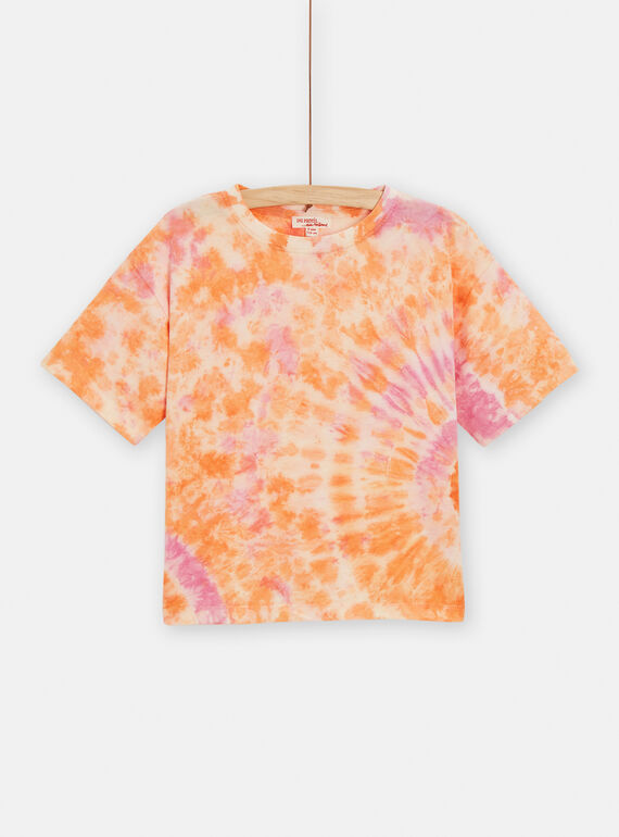 T-shirt laranja e rosa tie and die menina TAJOTI7 / 24S901C4TMC001