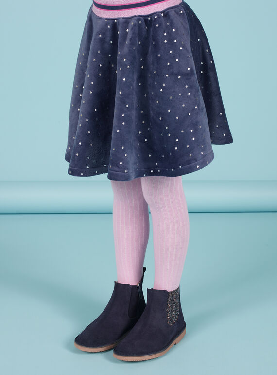 Saia estilo patinadora azul às bolas douradas em veludo menina MAPLAJUP2 / 21W901O2JUPC202