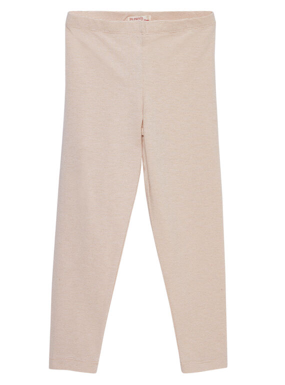 Leggings menina rosa pálido às riscas lurex dourado JYAPOELEG1 / 20SI01G2CAL301