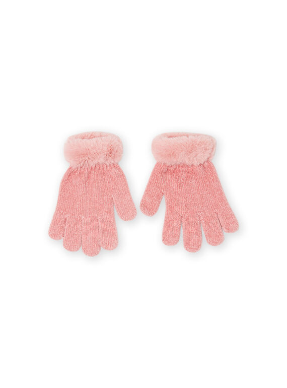 Luvas com detalhes de pelo sintético rosa envelhecido menina MYASAUGAN2 / 21WI0164GAN303