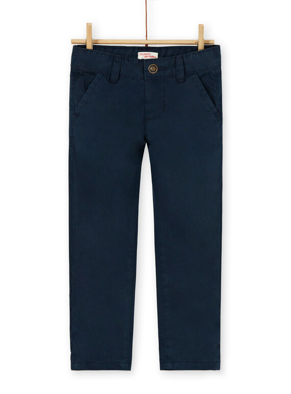 Calças chino azul-marinho em algodão criança menino LOJOPACHI2 / 21S90235PAN705