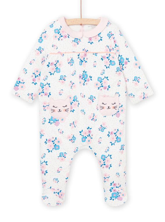 Babygro com estampado florido e gatos PEFIGREAOP / 22WH1326GRE001
