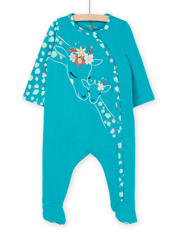 Babygro turquesa com padrão girafas REFIGREMAM / 23SH13H4GRE202