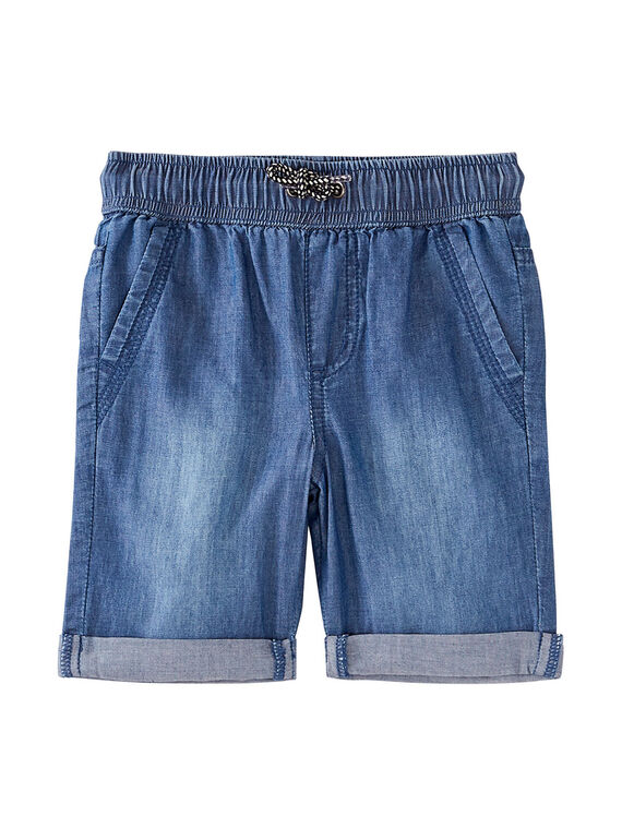 Bermudas menino liso em chambray ganga média JOJOBERMU7 / 20S902T8D25P274