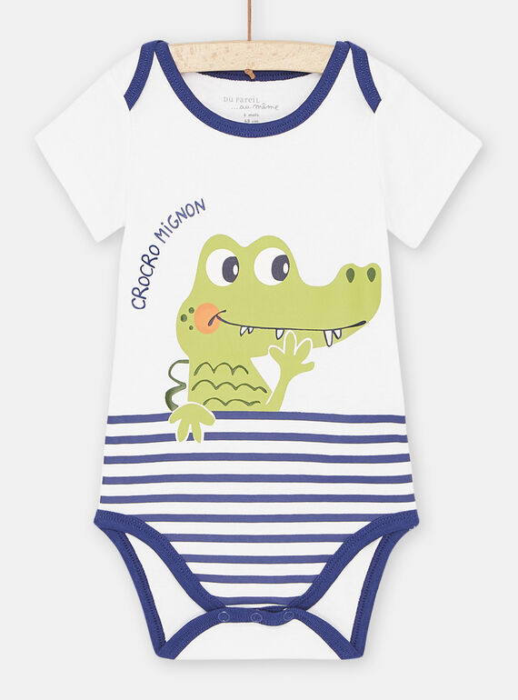Body branco e azul-marinho com padrão de crocodilo bebé menino SEGABODCRO / 23WH1461BDL000