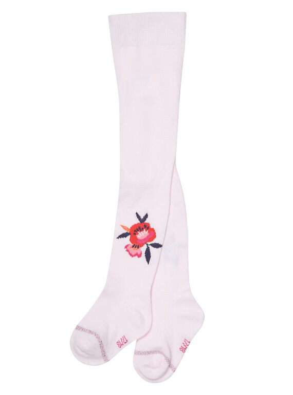 Collants bebé menina rosa pálido com padrão flor de lado JYIVICOL1 / 20SI09D1COLD310