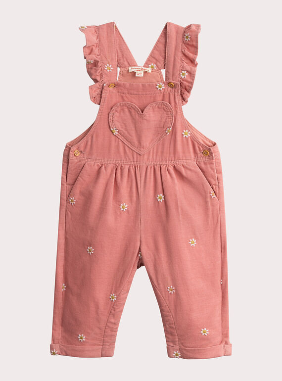 Macacão de veludo rosa para menina  VIKLISAL / 24WG0941CBL303