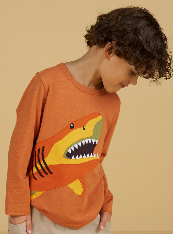 T-shirt ferrugem com padrão tubarão menino NOVITEE2 / 22S902M1TML408