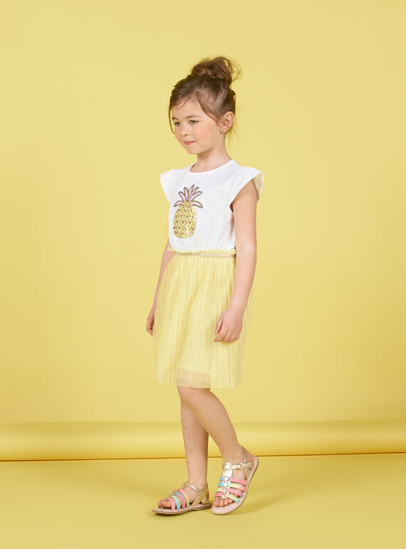 Vestido branco e amarelo criança menina LAJAUROB5 / 21S901O5ROB000